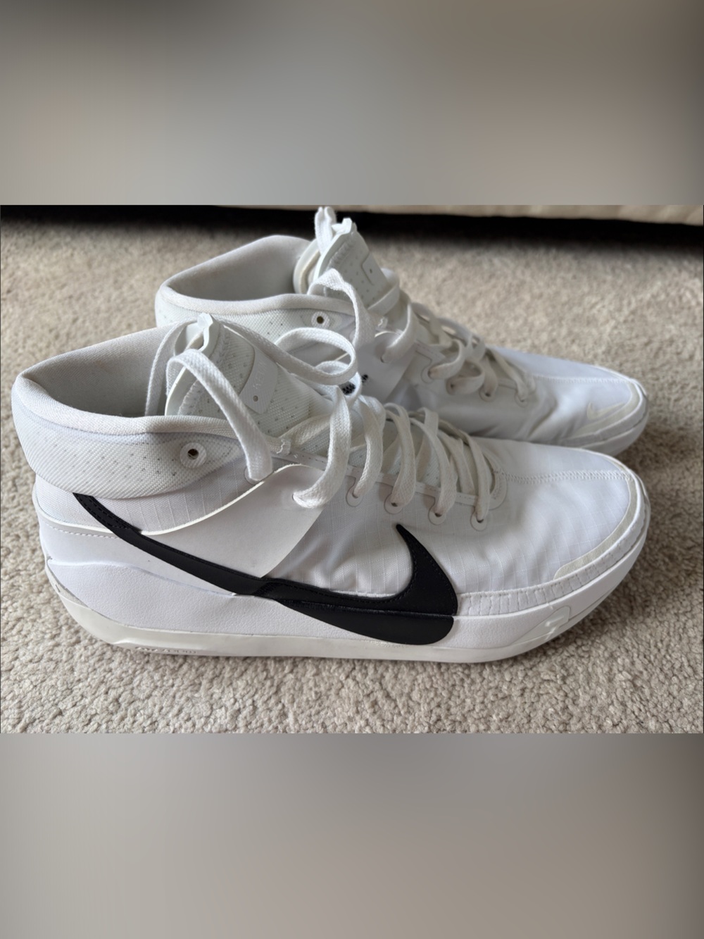 Kevin Durant No. 7 Nike White High-Top Sneakers with Black Swoosh Accent
